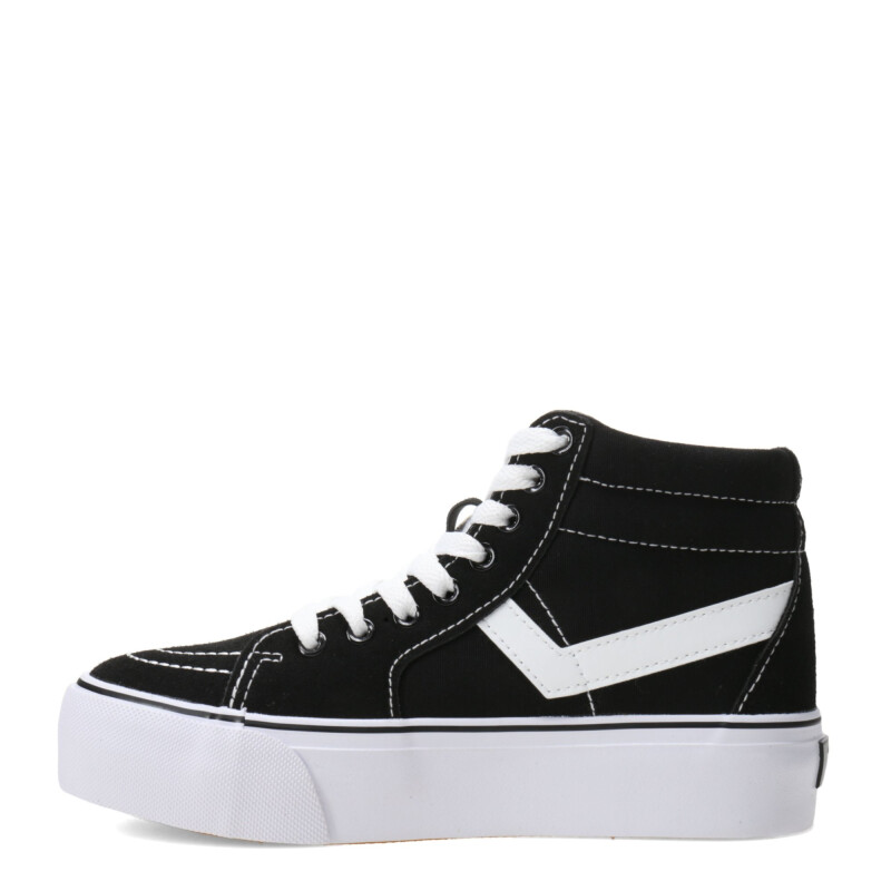 Botas Unisex PONY Plataforma Casual Lona Negro - Blanco