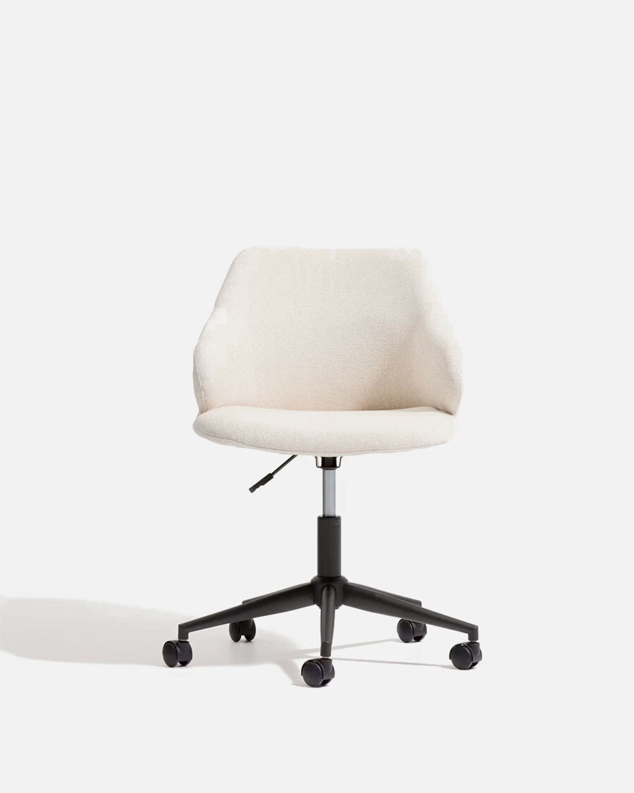 Silla de escritorio Einara chenilla beige y patas de acero negro Silla de escritorio Einara chenilla beige y patas de acero negro