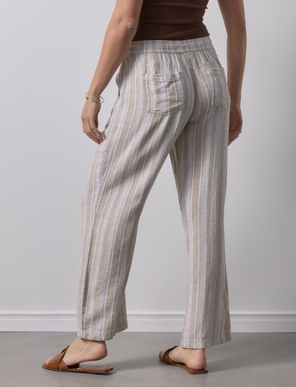 Pantalon Lino BEIGE/MULTI