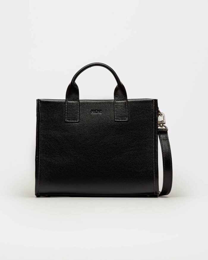 Cartera de mano Capri en cuero liso vegetal Negro