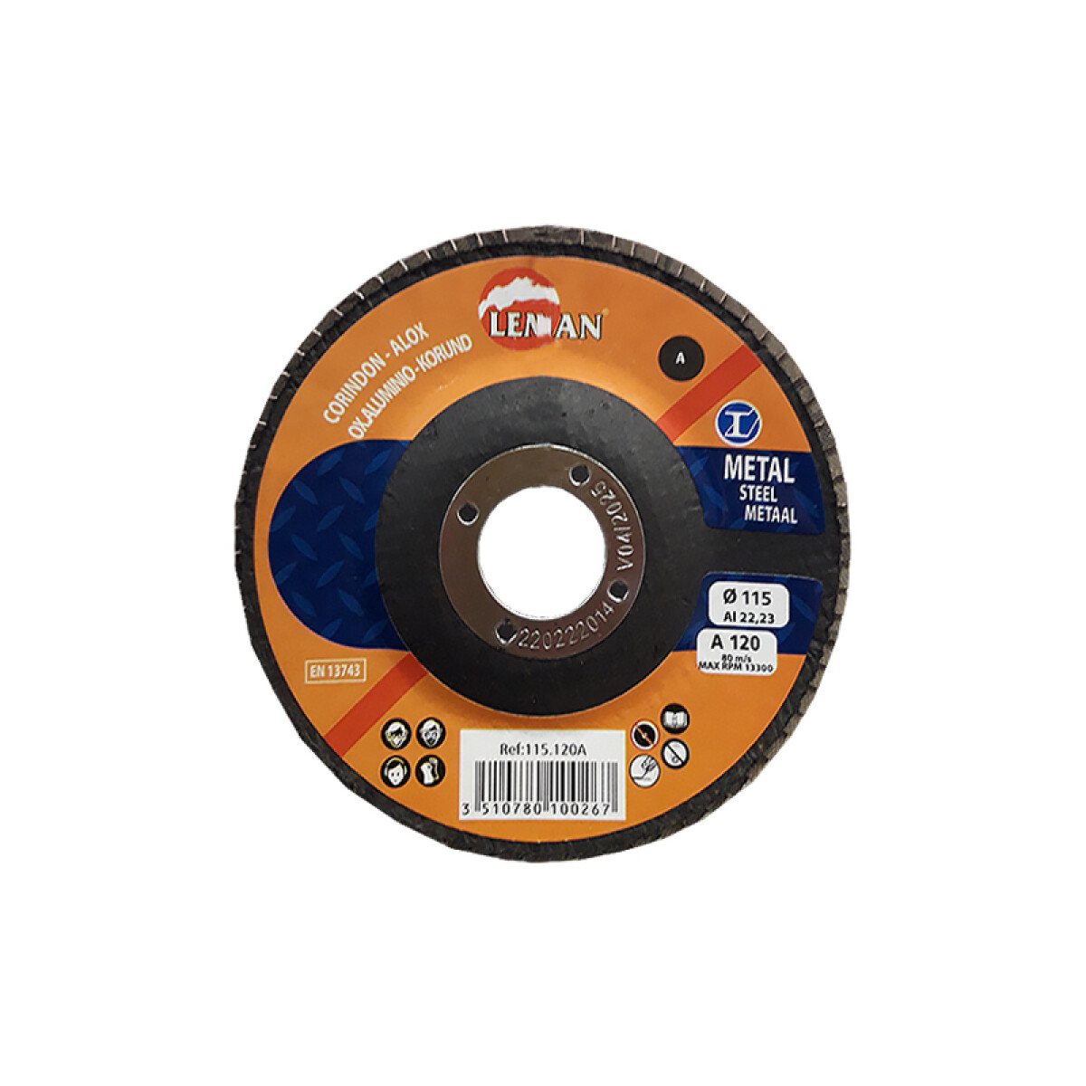 Disco flap oxido aluminio 115 x 22,23 mm grano 120 - REF178 