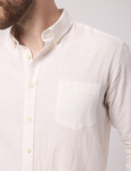 Camisa m/l lino lisa blanco