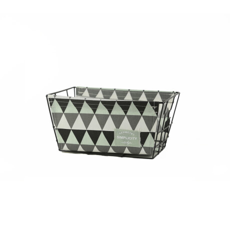 Canasto Cesto Organizador Metal y Tela Estampada 30x23cm Verde
