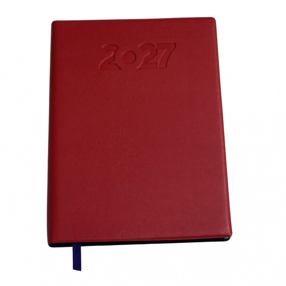 AGENDA ABEZETA 211 CLASICA MEDIUM TAPA FUNDA SEMANA A LA VISTA COLOR ROJO OSCURO