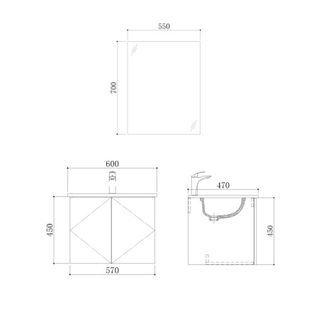 Mueble Baño En Mdf 61X48X45 Blanco - Incluye Espejo BLANCO