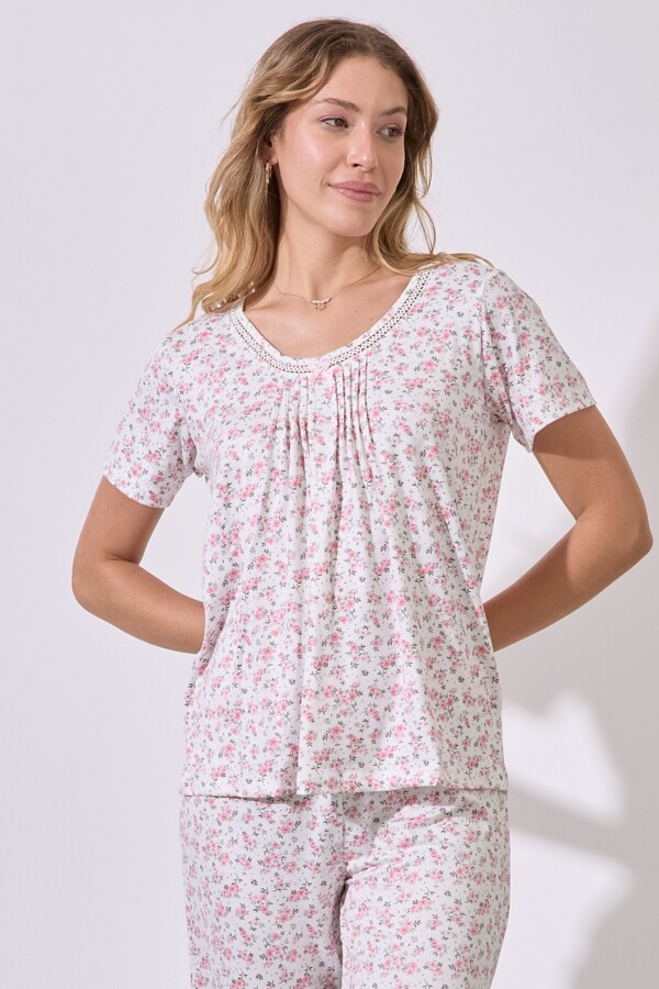 Set Pijama Remera & Capri MULTI/BLANCO