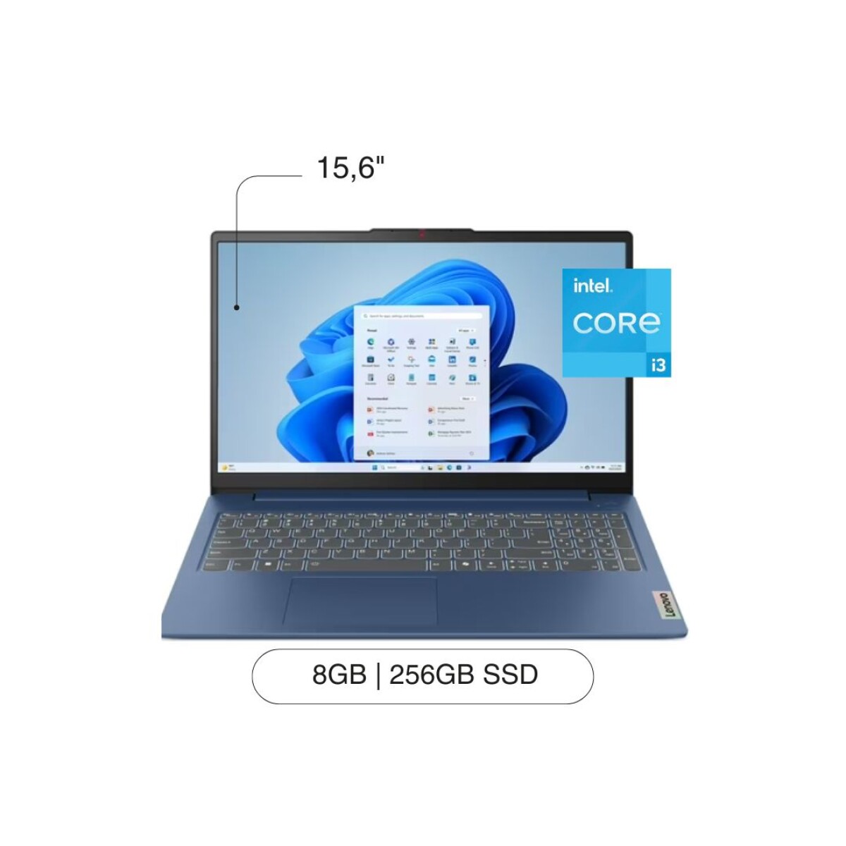 Notebook LENOVO IdeaPad Slim 3I 15.6' FHD 256GB / 8GB I3-N305 W11 - Blue 
