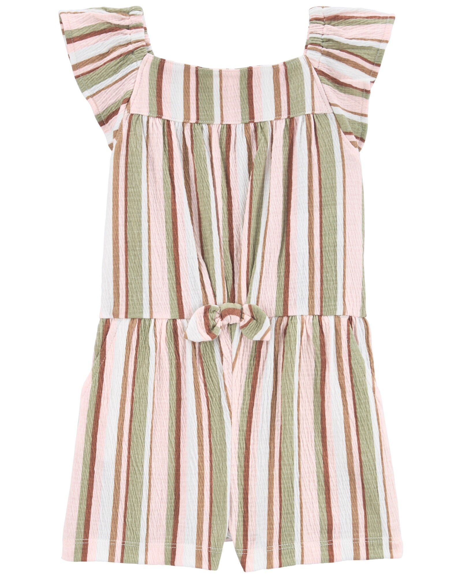 Monito corto de jersey arrugado, diseño a rayas Sin color