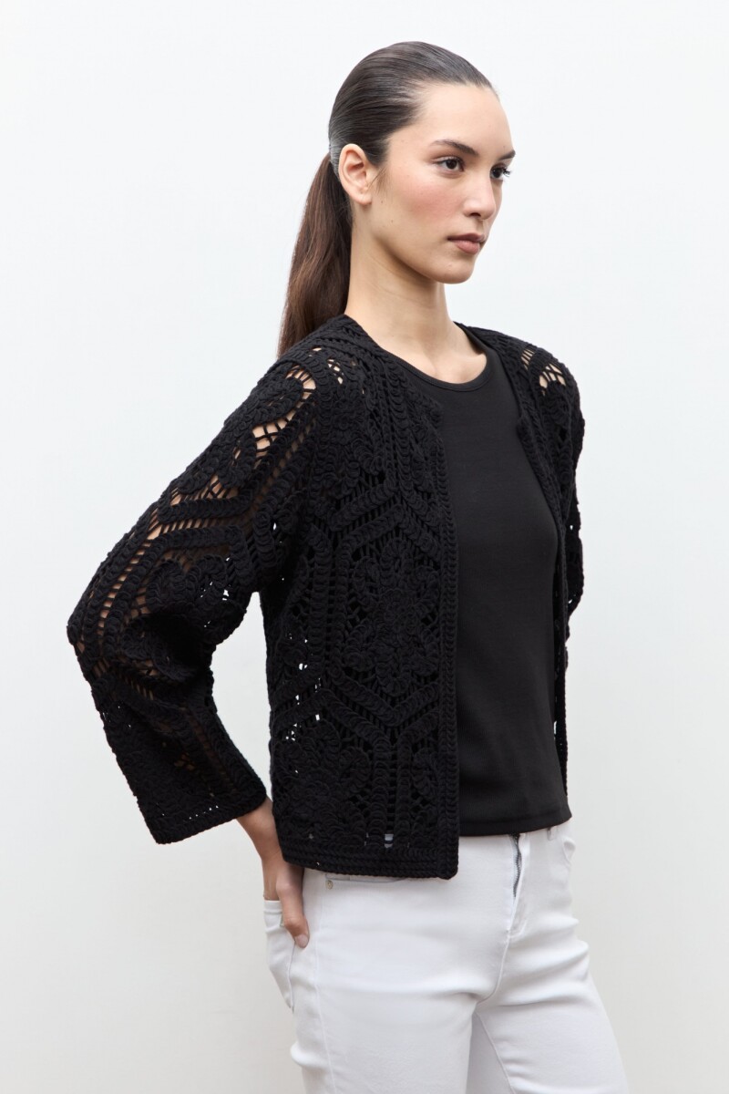Chaqueta tejida crochet negro