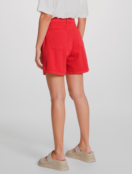 SHORT DE JEAN EN CINTURA ALTA ROJO