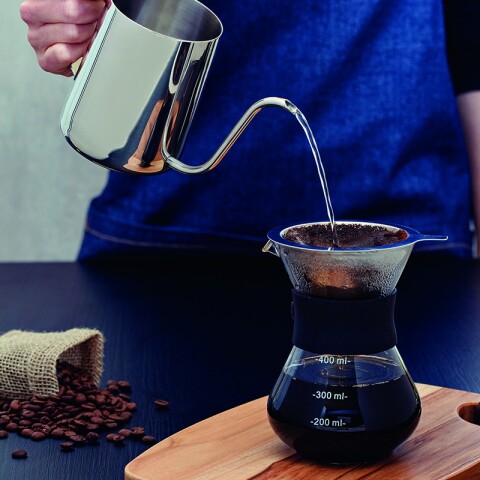 Cafetera con colador en vidrio y acero inox. -TRAMONTINA TF6628