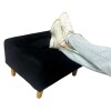 Puff de Tela con Patas de Madera 52x62x35cm negro