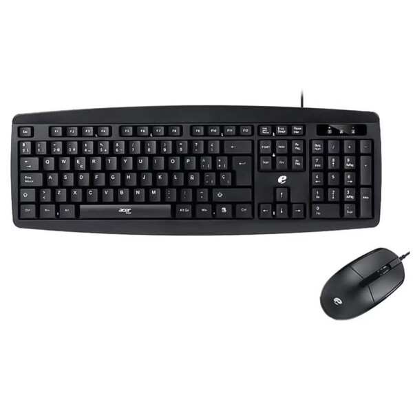 Combo Mouse Teclado Español Cableado Acer Silencioso Variante Color Negro
