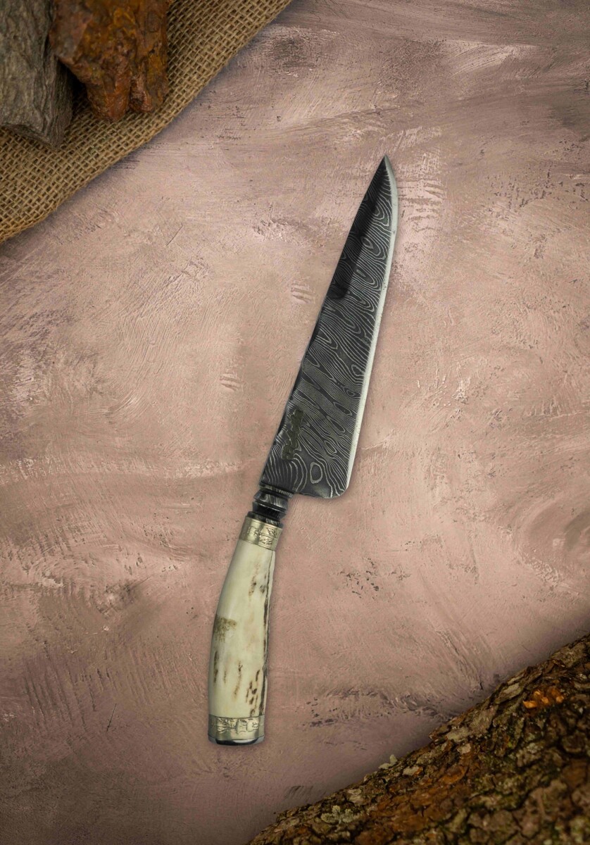 Cuchillo Cabo de Guampa de Ciervo - Acero de Damasco 