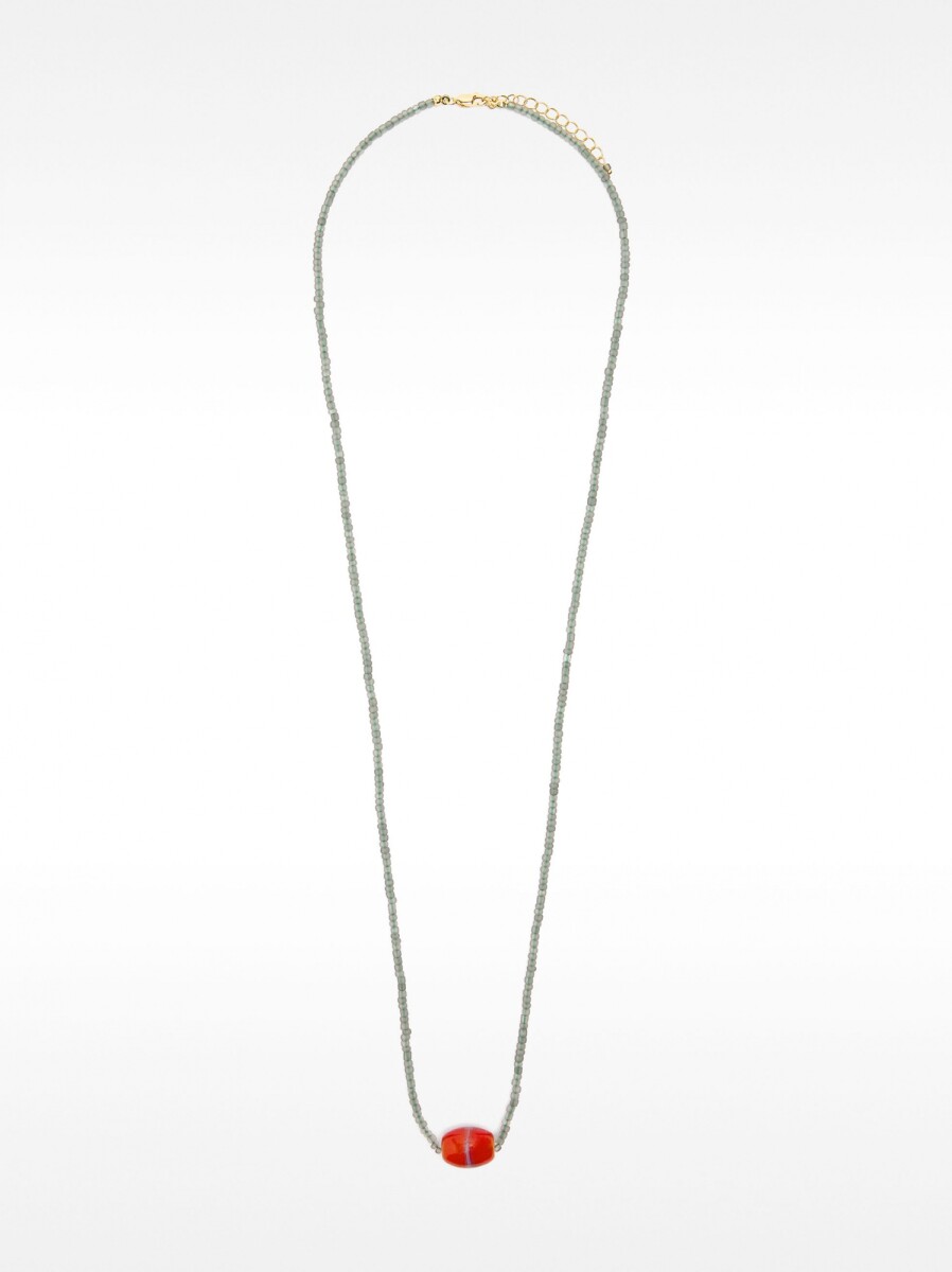 Collar De Cuentas Con Colgante De Cerámica - multicolor 
