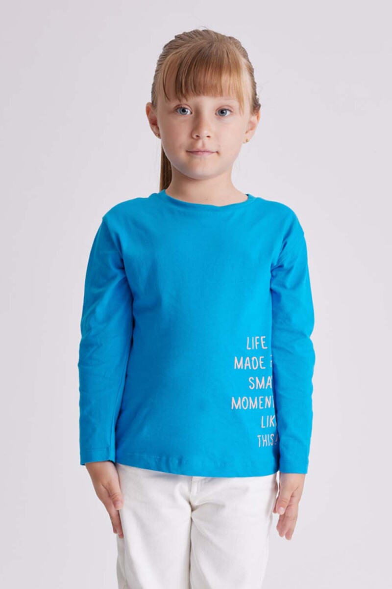 Remera manga larga - Azul Vibrante 