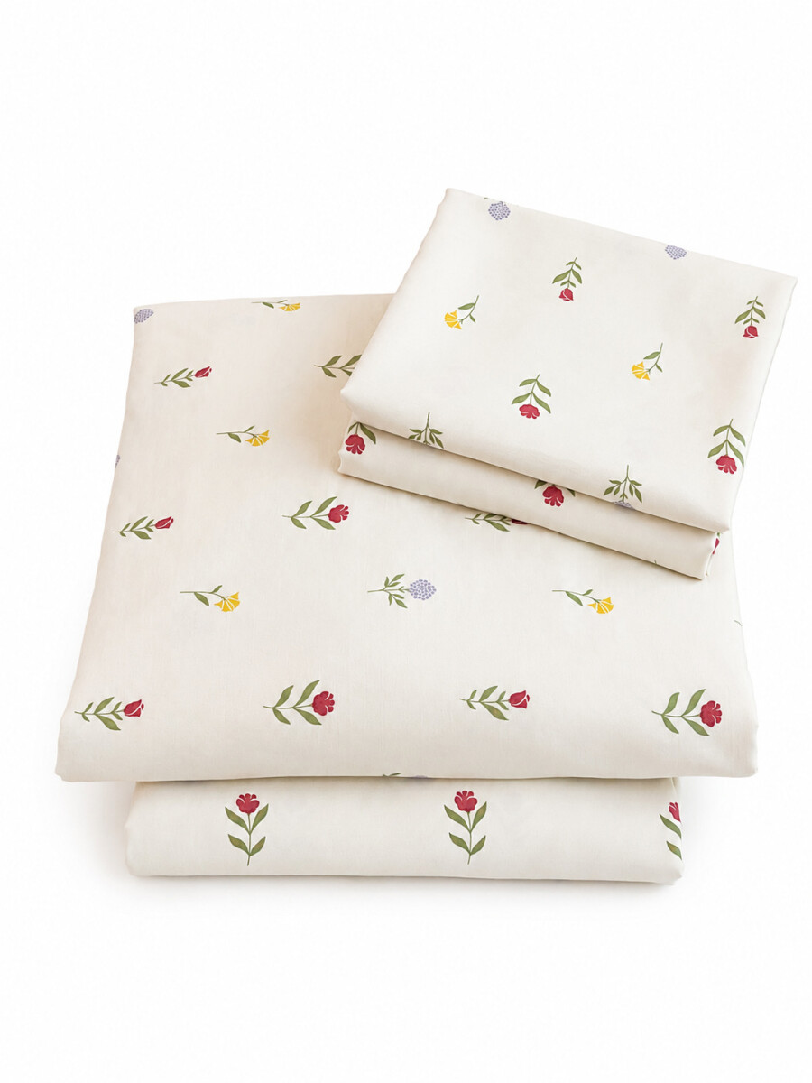 JUEGO SABANAS ESTAMPADAS 2 PLAZAS - CRUDO 