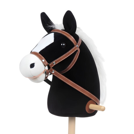 Peluche Cabeza De Caballo Palo Ruedas Niños N1 Negro