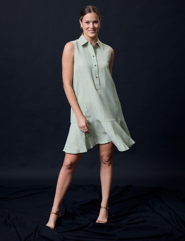 Vestido Escote Camisa VERDE