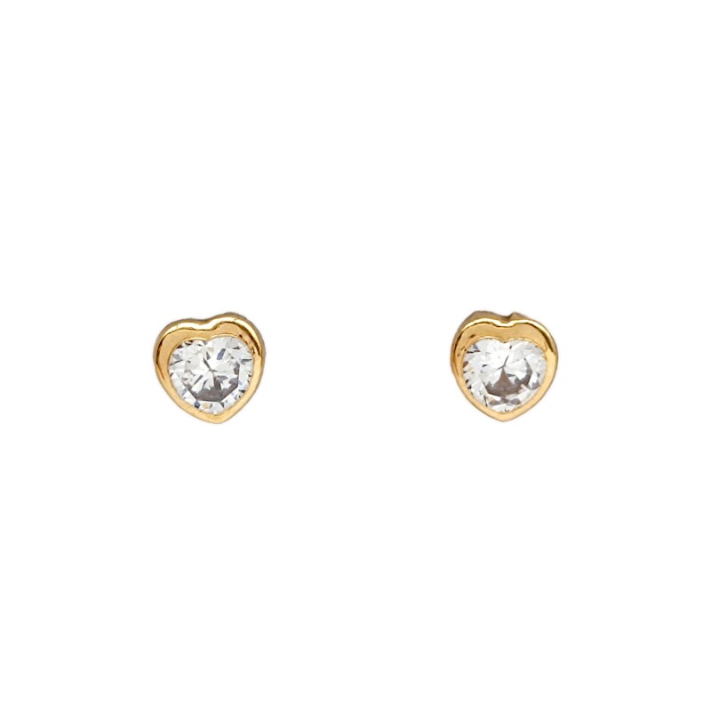 Caravanas Corazón piedra de oro- Oro bajo - Zirconia- CA8062 conpiedra