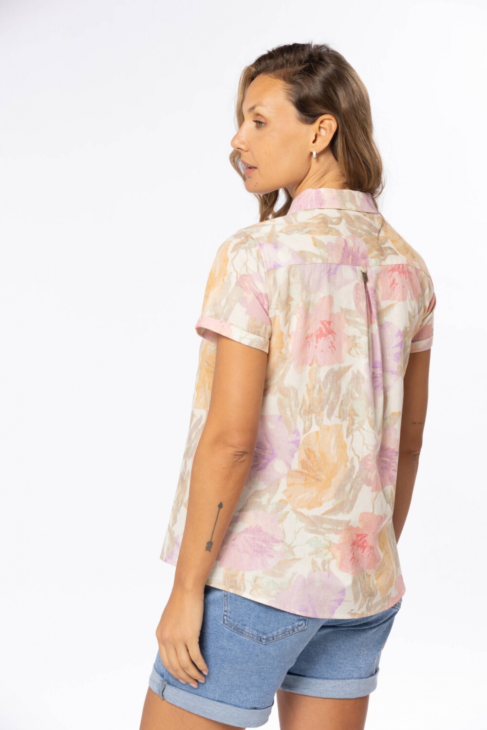 CAMISA DE LINO ESTAMPADA Rosa