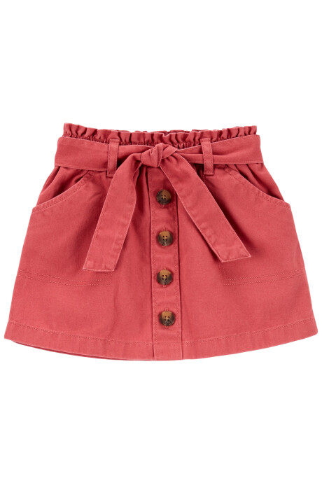 Pollera de algodón con cinturón, botones y bolsillos Sin color