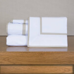 Juego de Sábana Basic 200 hilos color Block Blanco Beige Queen