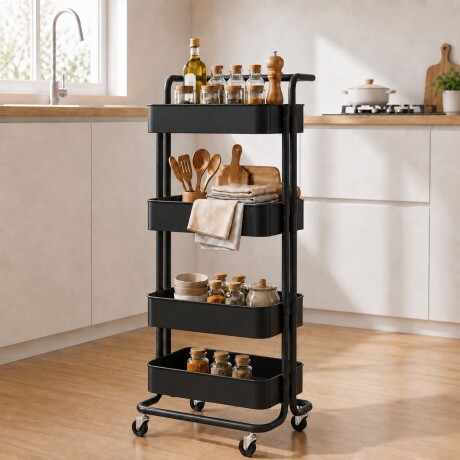 Carrito Organizador Metálico Multiuso Negro - 4 niveles Carrito Organizador Metálico Multiuso Negro - 4 niveles