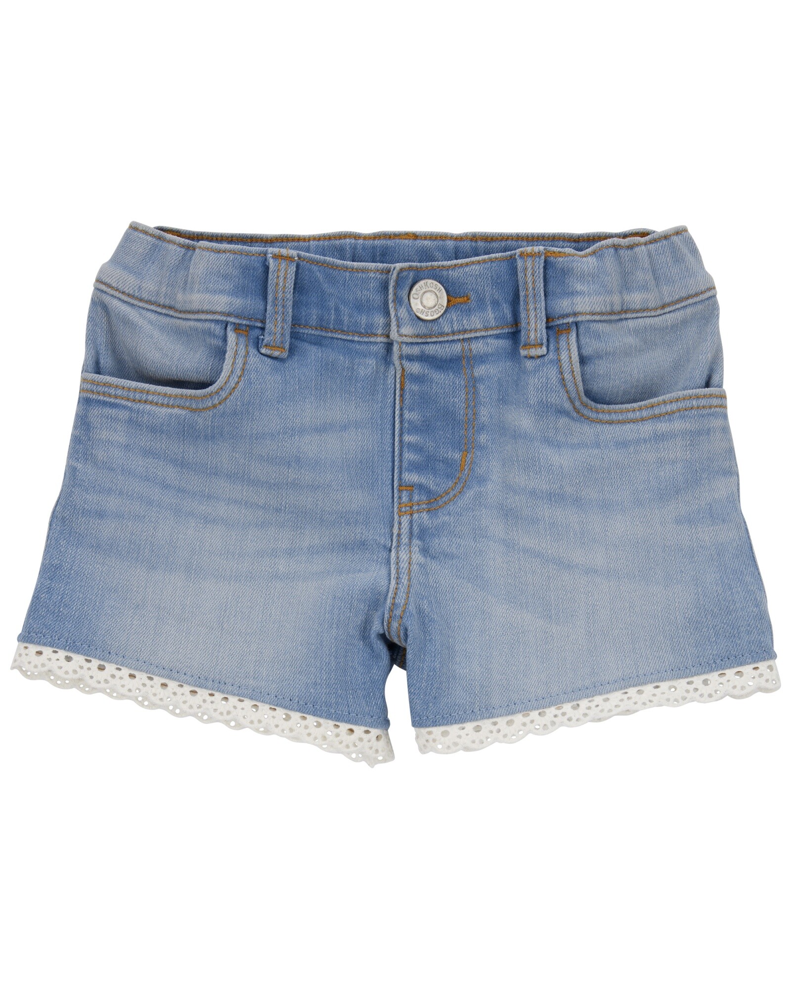 Short jean con detalles de encaje. Talles 2-5T Sin color
