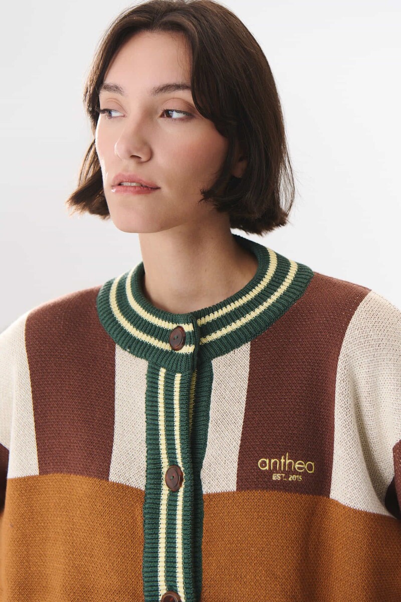 Cardigan Glory Print Chocolate PRE ORDEN