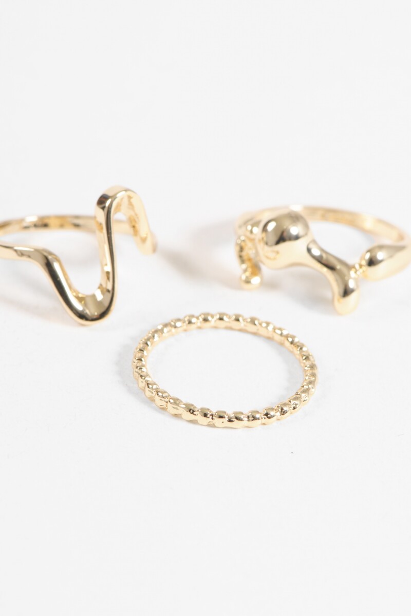 Set anillos metálicos dorado