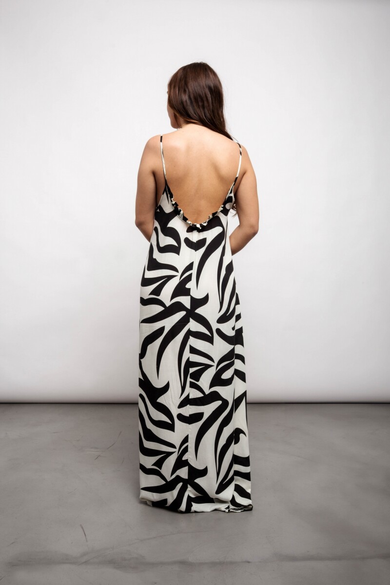 Vestido Daphne Print blanco y negro
