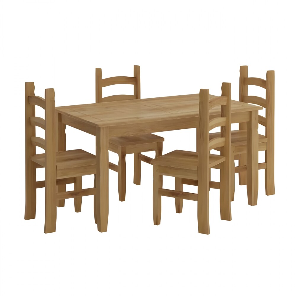 Juego De Comedor 4 Sillas - Corona - Madera Natural