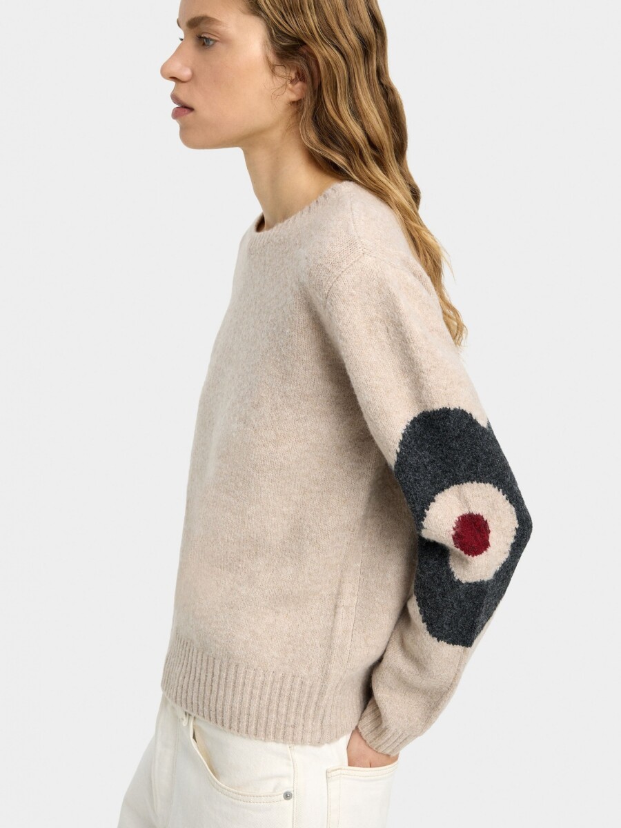 Jersey De Punto Con Flores beige