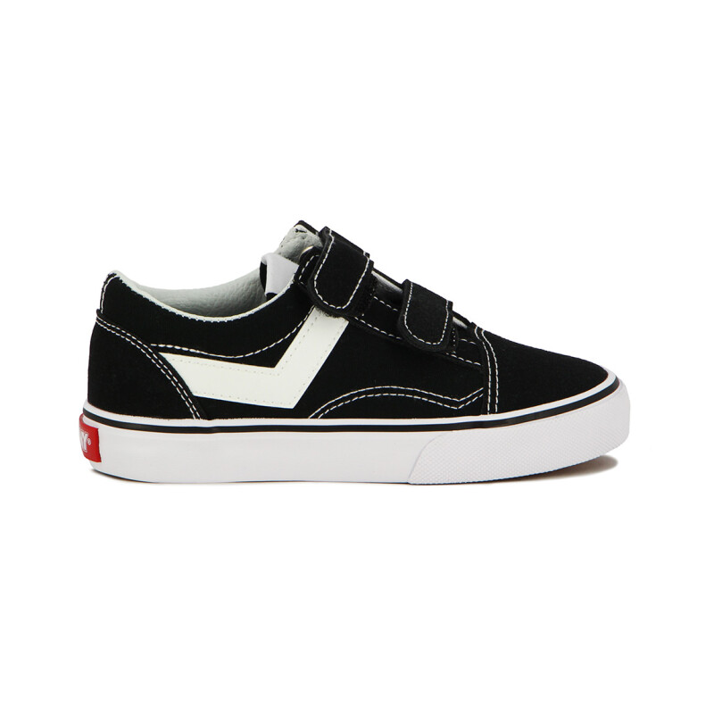 Pony Kids Champion Casual Old School Canva-suede C/velcro / Black-white Negro-blanco
