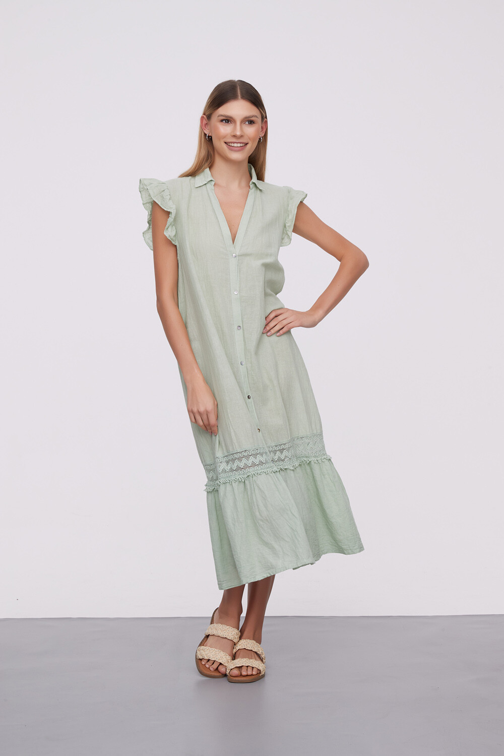 Vestido Yannis Verde Oliva Claro