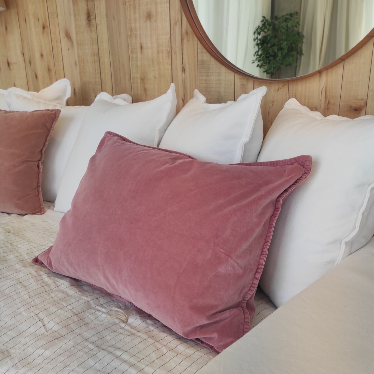 almohadón terciopelo, L, rosa viejo 