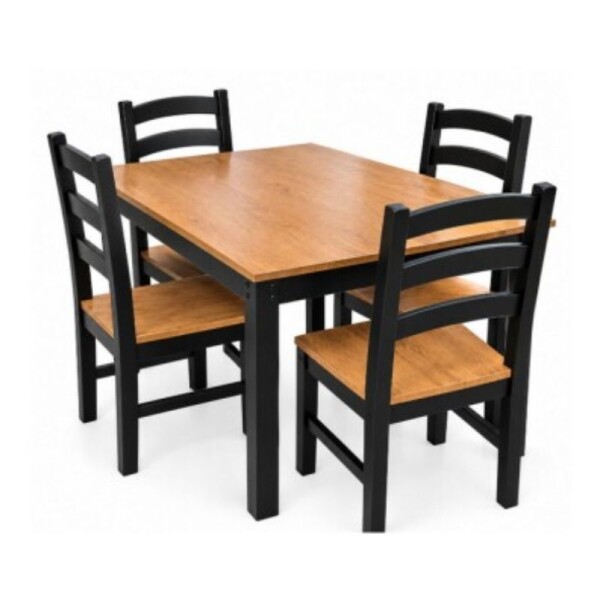 JUEGO DE COMEDOR 4 SILLAS NEGRO/NOGAL - BELLA JUEGO DE COMEDOR 4 SILLAS NEGRO/NOGAL - BELLA