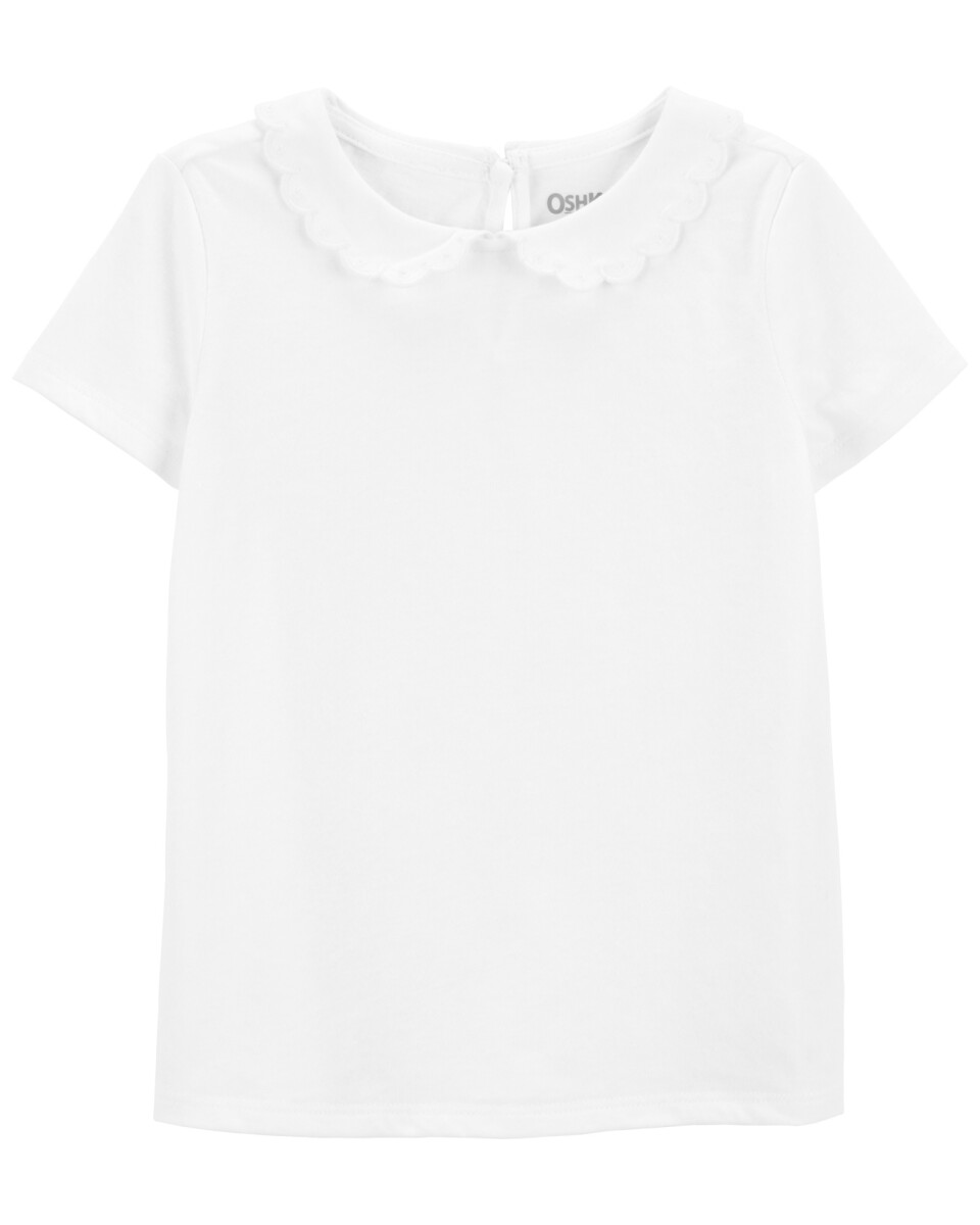 Blusa de algodón, con cuello mago bordado. Talles 2-5T 
