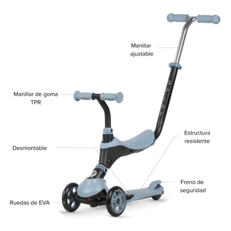 Monopatin DELUXE Qplay Sema 2 en 1 Azul