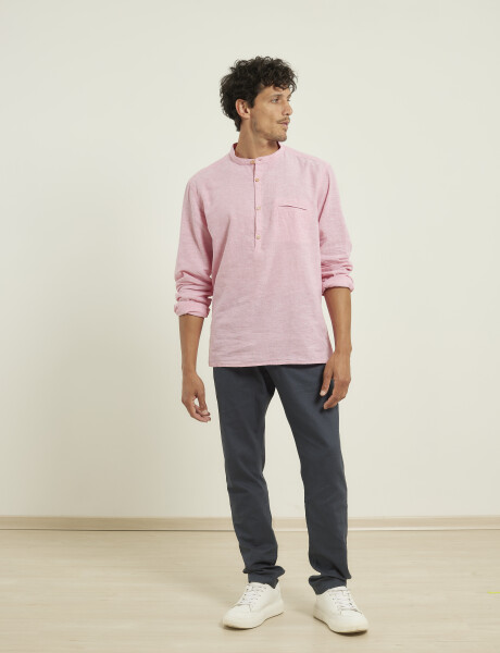 012105 CAMISA HARRINGTON LABEL DE LINO Rosado