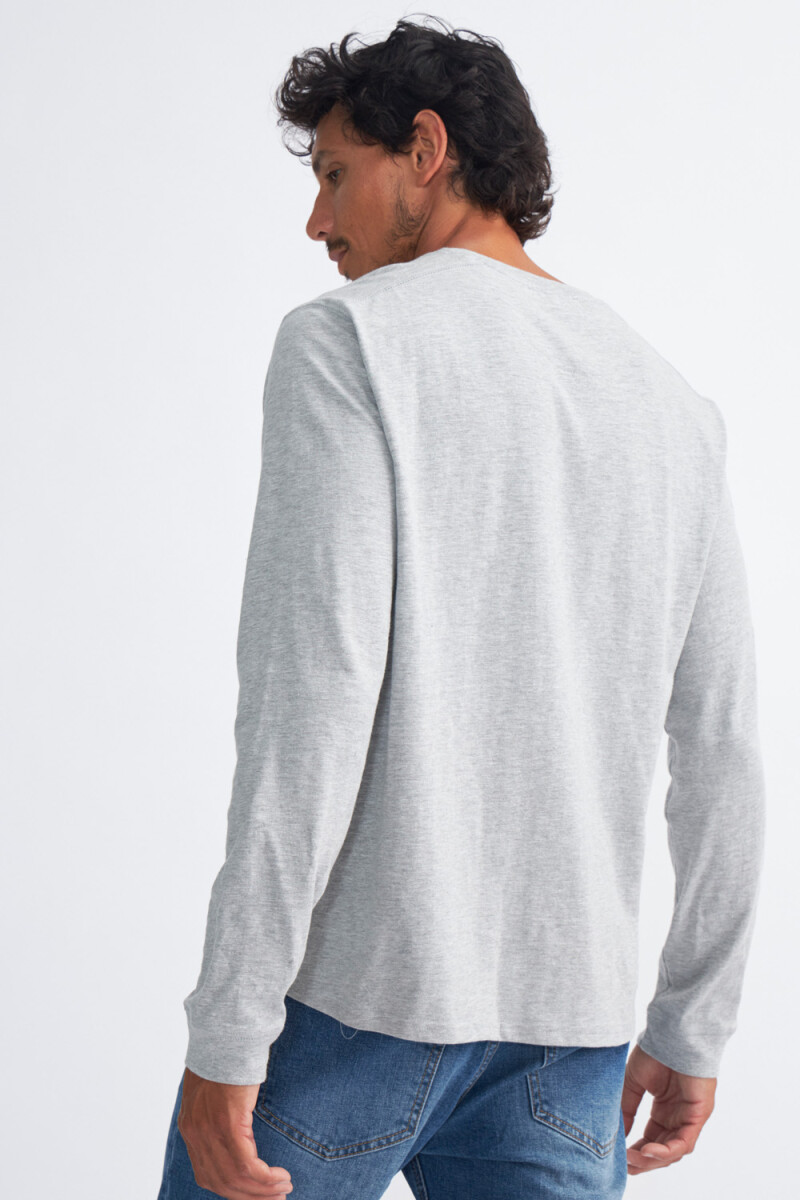 Remera manga larga con botones Gris Claro Melange