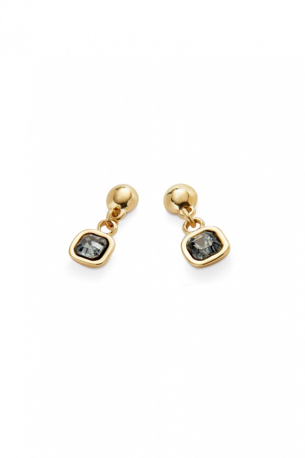 PENDIENTES EN ALEACIAÓN DE METALES BAÑADA EN ORO 18K CON CRISTAL NEGRO Pendiente