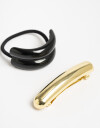 Accesorios Pelo Set Varios Set Pony Cuff De Acrílico Y Hebilla Francesa De Metal. - Combinacion Bicolor
