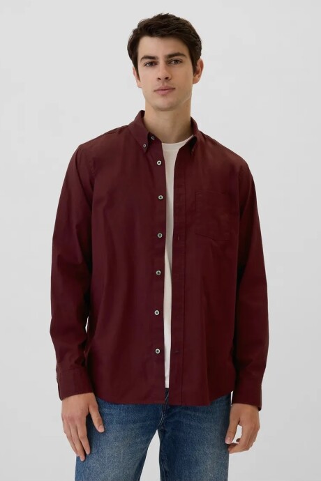 Camisa Hombre Standard Stretch Poplin Noir Red 2