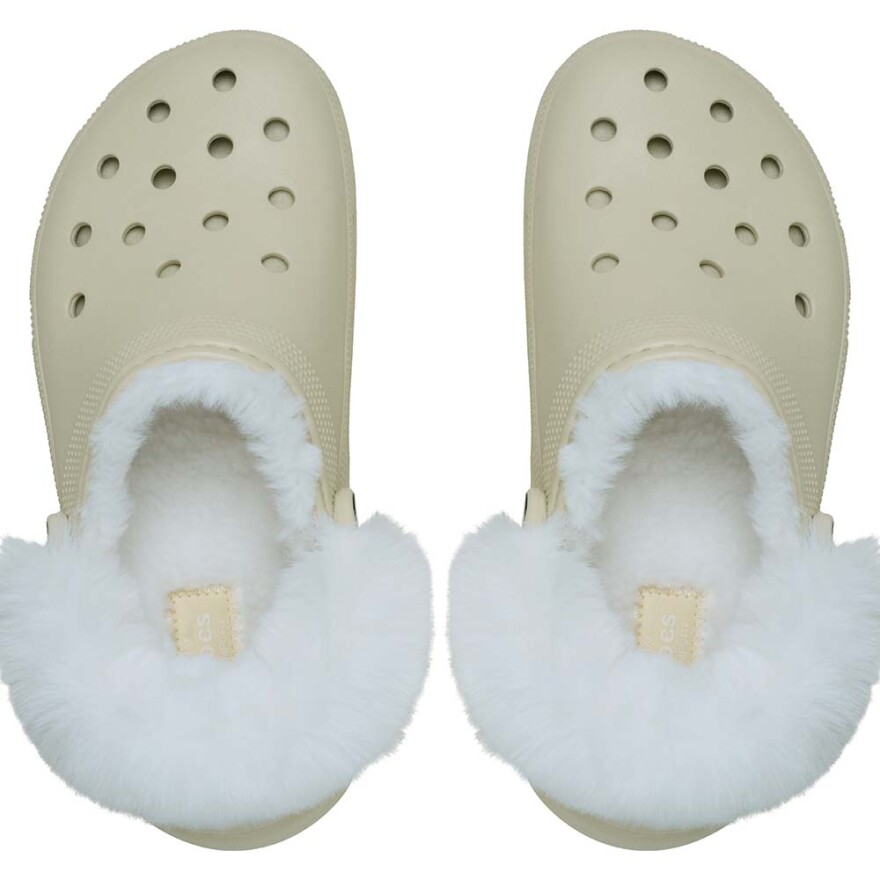 Classic Platform Fuzz Lined Clog W Bone