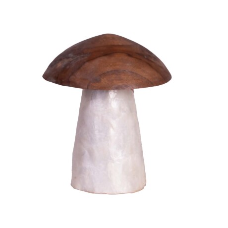 ADORNO DECORATIVO MADERA-DE-TECA BLANCO MUSHROOM, BLANCO