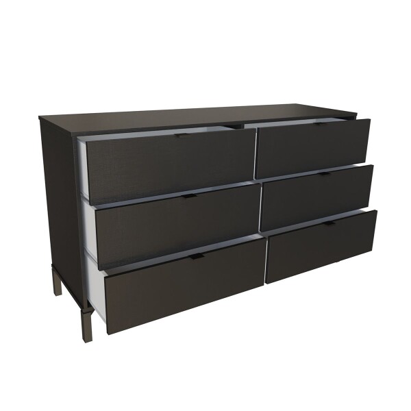 Cómoda Marden 6 Cajones Horizontal Negro CóMODA MARDEN 6 CAJONES HORIZONTAL NEGRO
