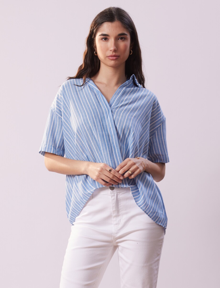Blusa Cruzada - Azul/multi 