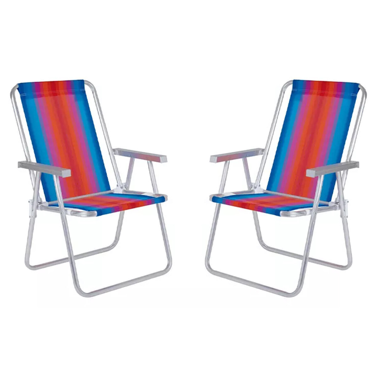 Set X2 Reposeras Sillas Alta Plegables Aluminio Conforto Mor - Celeste/naranja 